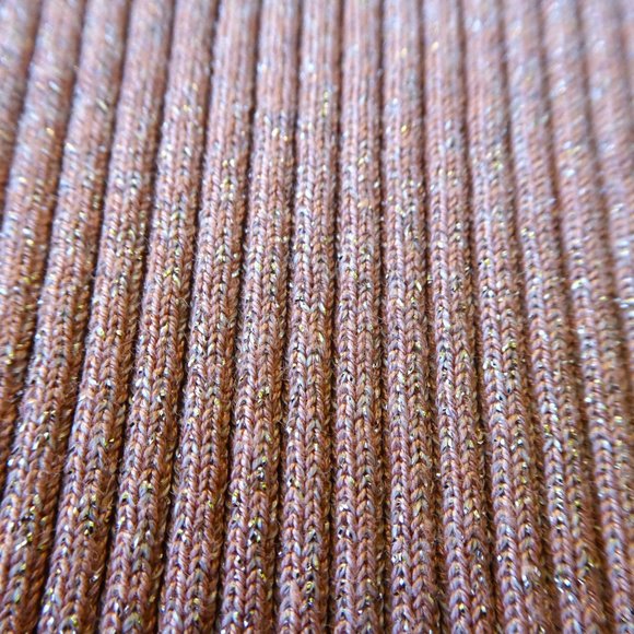 White House Black Market Metallic Ribbed Henley Sweater Pink V Neck Long Sleeve - Picture 2 of 7